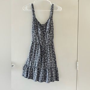 Mini dress blue with white flowers pattern